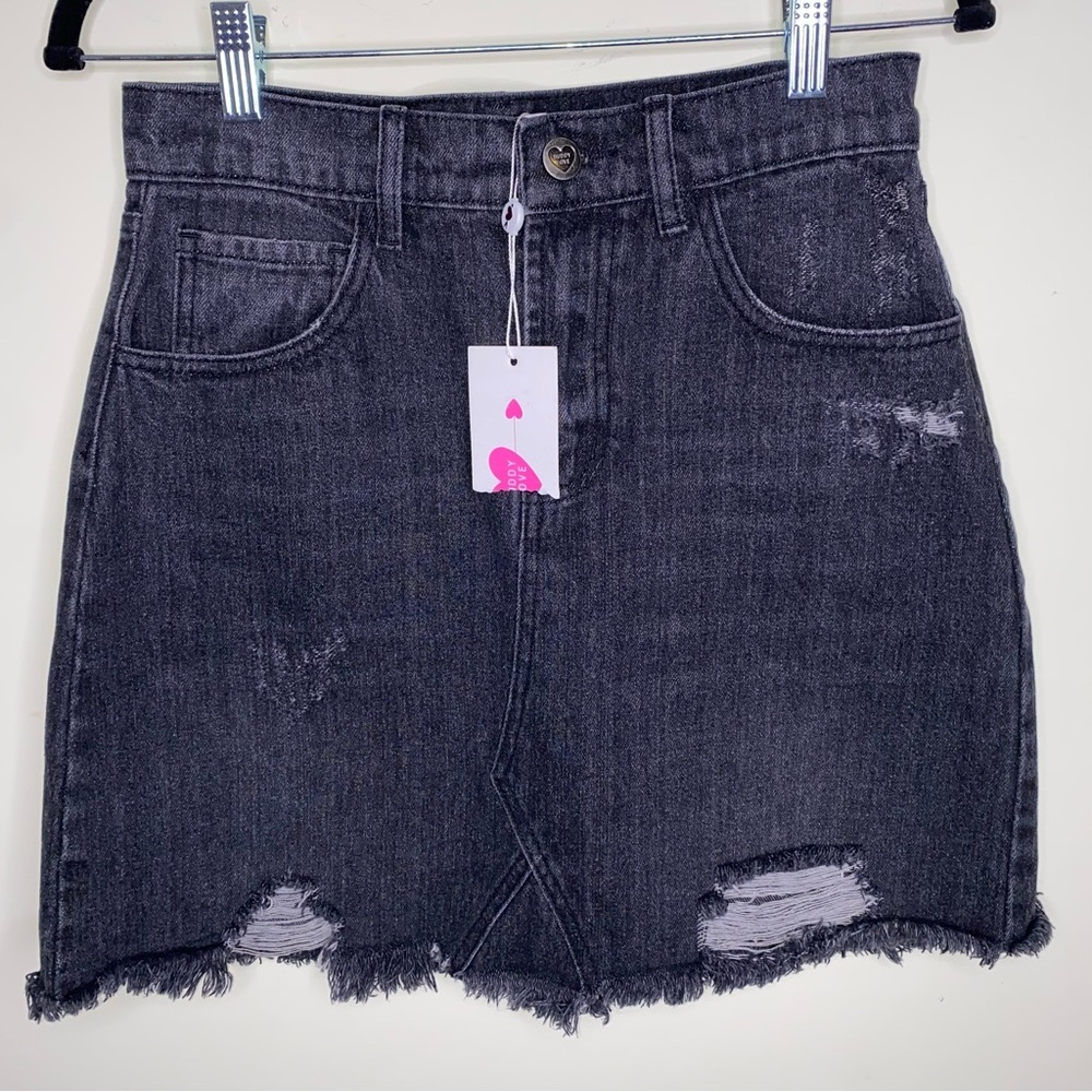 NWT Shop Buddy Love Sharon Black Mini Skirt Women’s Size 26 Button Pockets